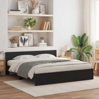 Bed Frame Black Oak Effect 203 x 185 x 70 cm Engineered Wood
