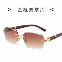 Square Frameless Cut-Edge Sunglasses Women UV400 Gradient Lens Fashionable Metal Rimless Sunwear Outdoor Travel Party Dual Brown Lenses
