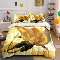 Anime Style Bedding Set with Yellow Theme Bedding set (1 duvet cover, 2 pillowcases, duvet not included) 135x200cm