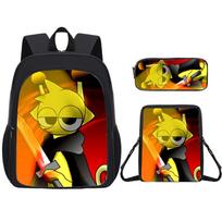 Rhythm Box Sprunki Elementary School Bag Double Layer Backpack 3D Cartoon Children'S Backpack pencil bag