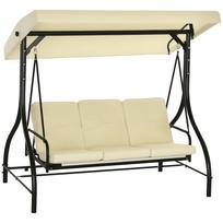 Swing Bench, Hollywood Swing with Sun Canopy, Garden Swing, Porch Swing, 3 Seats, Swing Bed 195 x 117 x 175 cm