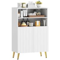 Bathroom Cabinet, Cabinet for Living Spaces, Soft-Close Doors, 2 Open Shelves, MDF, White 60 x 31.8 x 93 cm