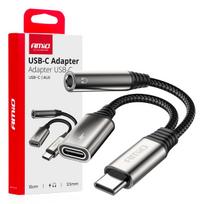 Adapter splitter USB-C to USB-C + Mini Jack 3.5mm 10cm AMIO-04295