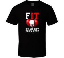 We All Lift Down Here 2 Gym It Clown Pennywise logo T-Shirt tee Unisex XL