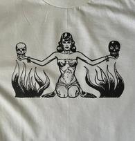 Skull Lady retro vintage weird white t-shirt any size, Unisex S