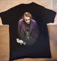 Dark Knight Joker Heath Ledger Black Graphic T Shirt Mens Medium Double Sided Unisex T-Shirt XL