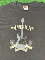 Vintage America Rock N' Roll Guitar Graphic T-Shirt Adult Large Black Fade Y2K Unisex T-Shirt M