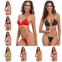 2026 Modern Lace-Up Bikini Solid Color Split Swimsuit - Stylish & Sexy Women's Set S