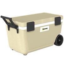 70L Insulated Cool Box with Wheels, Portable Ice Cooler with Handle, Lid and Drain Valve, Khaki 84 x 42.2 x 44.3 cm