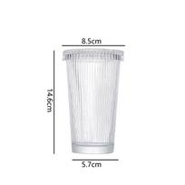 380ml 2pcs Set Whiskey Brandy Beer Vodka Glasses Transparent Vertical Striped Glass Cup Household Drinkware Water Mug with Lid 2pcs
