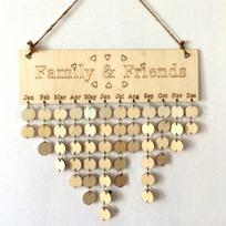 Family&Friends Hanging Calendar Wooden Board Birthday Reminder Plaque Home Decor MIT