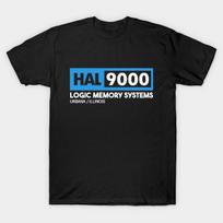 Men Black Print T-shirt Hal 9000 No-Cut Heat Transfer Print Cotton Tshirt M juoda