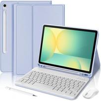 Keyboard Case for Samsung Galaxy Tab S10 FE / S9 FE - Lavender with Bluetooth Keyboard + Mouse + Stylus