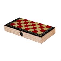 Folding Wooden Chess Set Checkers Backgammon Portable Travel Friendly Puzzle Board Game