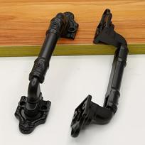 Vintage Black Metal Door Handles with Gloss Finish, Rustic Barn Door Pulls for Cabinet, Wardrobe, Sliding Doors - Durable Metal juoda