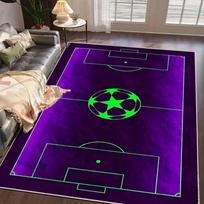 Soccer Field Rug with Champions League Ball Non Slip Soft Easy Clean Ideal for Game Room Living Area Vacation Home Sports Decor 40x60cm