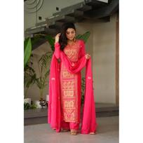 Indian Women Soft Crepe Salwar Kameez Bollywood Ethnic Kurti Pant Dupatta Set M-38