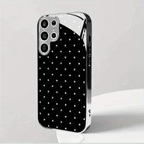 Black and white wavelet dot glass phone case suitable for Samsung Galaxy S26 S25 S24 S23 S22 S20 FE/Ultra/Plus5G anti drop Galaxy S25 sidabras
