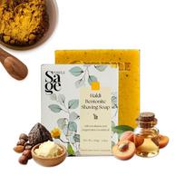 PURPLE SAGE Haldi Bentonite Shaving Soap Bar | Handmade Organic Bath Soap | 100g (Pack of 1) | Natural Turmeric Shave Bar with Eucalyptus & Pepperm