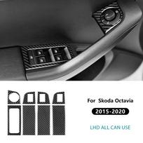 Carbon Fiber Window Switch Frame for Skoda Octavia A7 2015-2020 LHD RHD for LHD Black Carbon