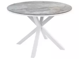 Sodo stalas MALETTO 120 cm, pilkas stiklas