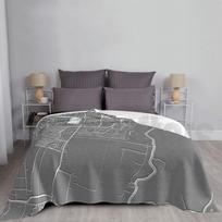 Netherlands , Grey , Map Blanket For Sofa Bed Travel Netherlands Grey Map White Road Size: 75*100cm, Weight: 230 GSM