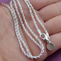 Sterling Silver Twisted Herringbone Chain Necklace, Women's Simple Hip Hop Style, Shiny Everyday Jewelry, Basic Fashion Accessory 16inch