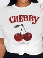 Red Cherry Graphic Happy Have A Nice Day T-shirt XXXXL