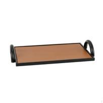 Rectangular Metal Tray Raised Edges with Loop Handles Minimalist for Display, Storage Brown