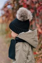 Proman hat with 2 fur pompoms, size: 0-4 mc