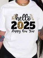 Hello 2025 Happy New Year Glitter T-shirt XL