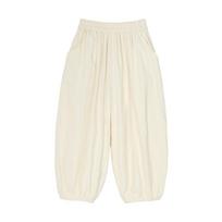 LUSON Girls' Retro Embroidered Corduroy Lantern Pants 130
