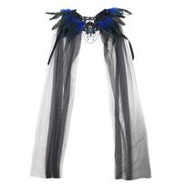 Black Halloween Feather Cloak Fur Collar Festival Costume Cape  Stage Performance