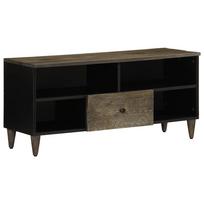 Szafka Pod Telewizor, Czarna, 100X33X46 Cm, Lite Drewno Mango