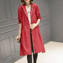 Korean Style Hooded Sun Protection Over-the-Knee Women's Windbreaker Jacket, Plus Size, Mid-Length, Thin, Loose Fit, 2026 Collection. 2XL (67.5-75 kg)