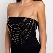 Layered Bikini Chest Chain Multi-layer Necklace Women Body Jewelry Tassels Metal Body Chain  Women Style 1