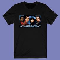 Sliders Retro Tv Show Logo Mens Black T-shirt Size XXL