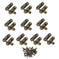 Jewelry Box Suitcases Wooden Box Lock Bag Accessories Hasps Lock Hook Concealed Buckle Horn Lock M-bronze-left hook