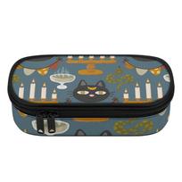 Pen Case 300D Polyester Portable Zip Around Closure with Main Pocket Mesh Layer and Removable Pen Divider for Classroom Use One Size