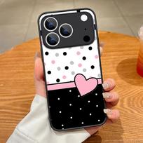 Thin Ring Magnetic For Magsafe Case For iPhone 17 Pro Max Case iPhone 16 15 14 13 Pro Max 17E Fashion Love Heart Print Hybrid TPU+PC Matte Cover iPhone 15 Pro Max