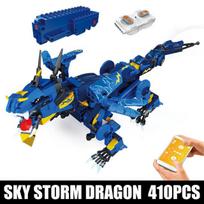 MOLD KING 13147 Kūrybingi drakono roboto valdymo žaislai RC motorizuoti dangaus drakono modelio statybiniai blokeliai, plytų kalėdinės dovanos vaikams 13149 blue