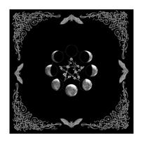 Būrimų staltiesė Mėnulio fazės Žvaigždės Astrologija Taro kortų staltiesė Altorių audinys Būrimų stalo žaidimo priedas 60x60cm