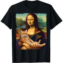 Mona Lisa Kitty T-Shirt for Cat Lovers(1) S juoda