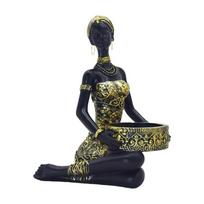 Sitting African Statue Home Decors with Storage Box Tribal Lady Figurines Decorative Sculptures Ornament Home Decors 1