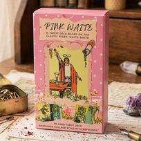 12*7cm Pink Waite Tarot, The Dreamy Pink Collage Tarot Deck, 78  Aesthetic Kawaii Tarot Cards with Meanings, Double-embossed rožinė