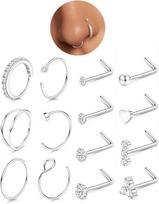Bobisty 20G Nose Ring Thin Hypoallergenic Surgical Steel L-Shape Nose Stud Set Cubic Zirconia Nose Piercing Jewelry for Women 20G(0.8mm)&Nose Rings & Studs&Face