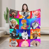 Sing 2 Movie All Characters Buster Ash Flannel Blanket  Soft Durable Throw Blanket for Outdoor Pattern Bedspread Sofa Bed Cover 80x120cm(31x47inch)