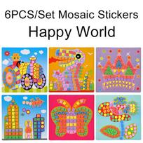 6Sheets/Lot Mixed 3D EVA Foam Sticker Self Adhesive Mosaics Puzzle Sticker Set Birthday Gifts DIY Party Game Props Souvenirs ZYF blue