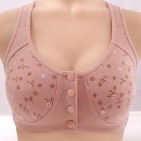 Comfortable Cotton Bra with Front Buttons and Wide Straps M