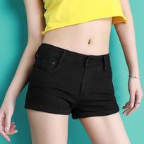 Women's Low Rise Denim Shorts Straight Leg Slim Fit Sexy Clubwear Hot Pants 25
